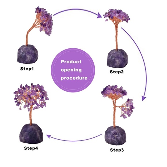 🆕New Feng Shui Healing Amethyst Crystal Gemstone Tree. 4-5inches - Picture 11 of 11